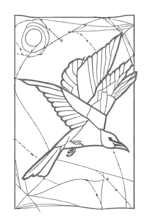 Patchwork Bird Flying Away