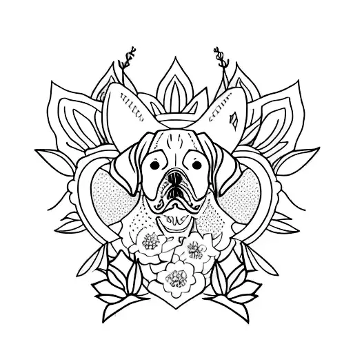 A Creative Tattoo Design Combining Different Types Of Plants To Form The Shape Of A Dog