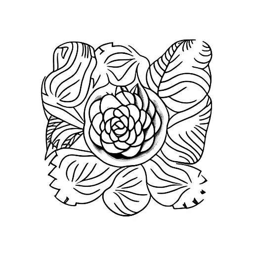 A Minimalist Tattoo Of A Plant With A Hidden Dog Silhouette Within Its Leaves