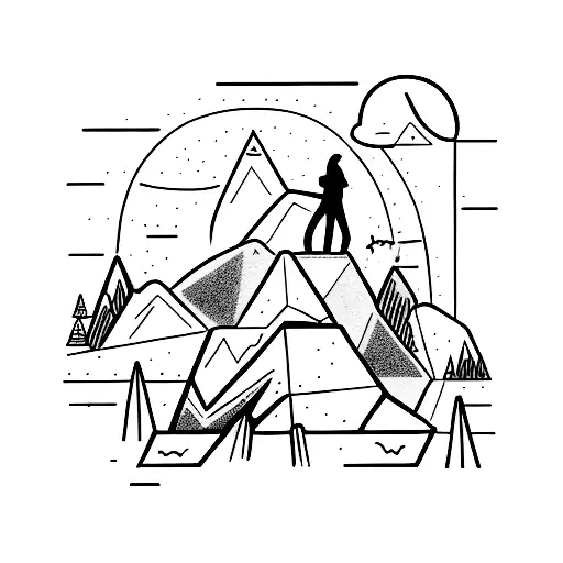 A Boulderer Gracefully Scaling A Towering Mountain Peak