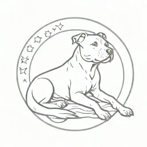 A Simple Tattoo Of Luna The Pit Bull Sitting Under A Crescent Moon