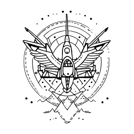 A Minimalist Tattoo Of An Airplane Flying Through A Paintbrush Stroke