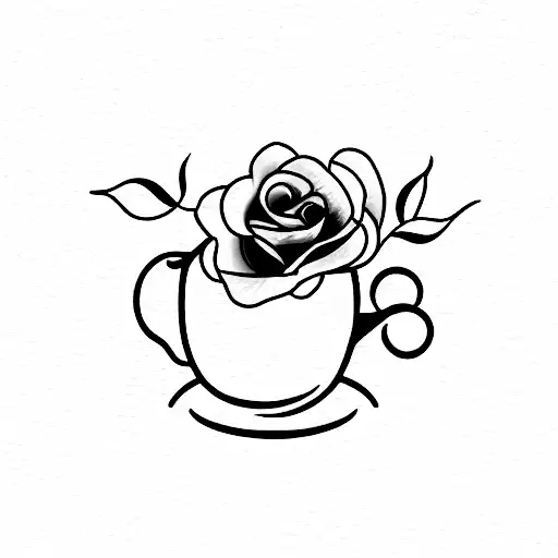 Mug With Rose And Narcisus Flower In