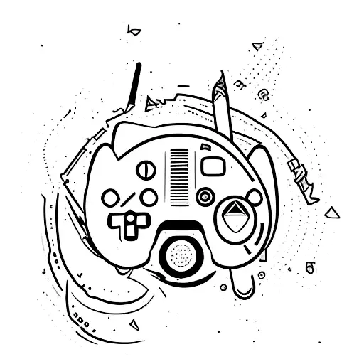 A Minimalist Tattoo Of A Cat And A Video Game Controller Merged Together To Create A Unique Symbol