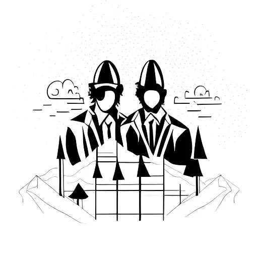 Minimalistic Design Featuring The Silhouettes Of A Father And Son Holding Hands