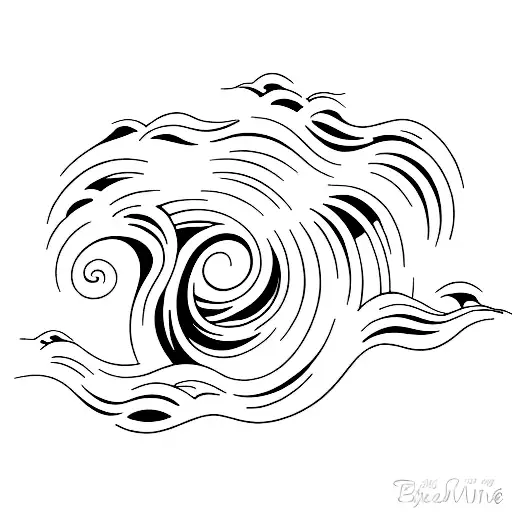 A Minimalist Tattoo Of Waves Crashing On A Beach
