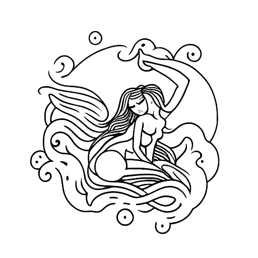 Sexy Siren Sitting On Rock Lying On A Mountain Of Skulls