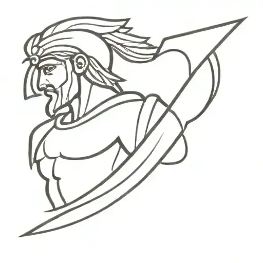 A Sketch Of A Greek Warrior With A Heart Symbolizing Courage And Strength