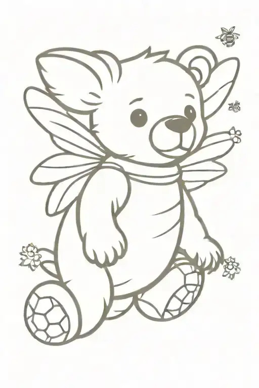 Teddy Bear With Bee Flying
