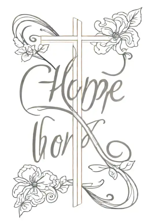 Cross With Word Hope In Cursive Writing