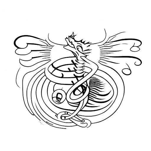 A Minimalist Tattoo Of Musical Notes Forming A Dragon Shape