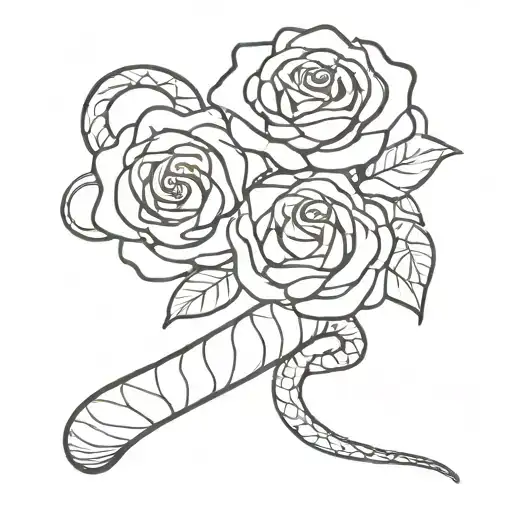 Rose And Snake Coiling Each Other
