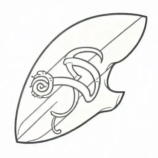 A Minimalist Design Of A Surfboard With Indonesian Om Symbol Incorporated Inside