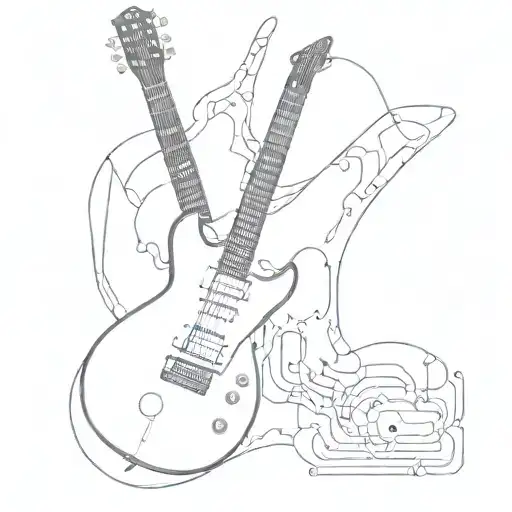 An Electric Guitar Surrounded By Intricate Circuit Patterns