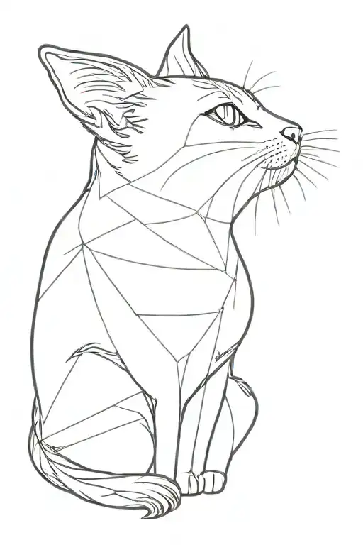 Minimalist Cat Silhouette In Fine Lines Only Use Black