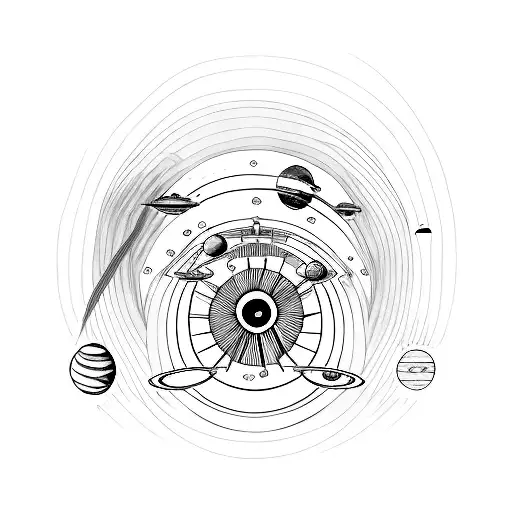 Fine Line Telescope Looking At The Solar System