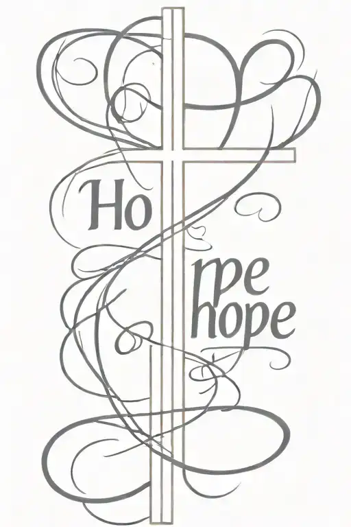 Cross With Word Hope In Cursive Writing