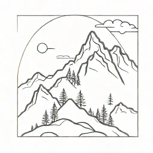 Incorporate Symbols Of Law Enforcement And Family Into A Mountain Landscape Tattoo Design