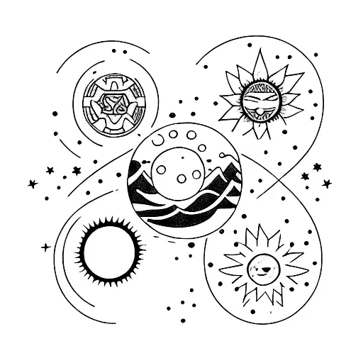 Stars Moon Sun Bright Color