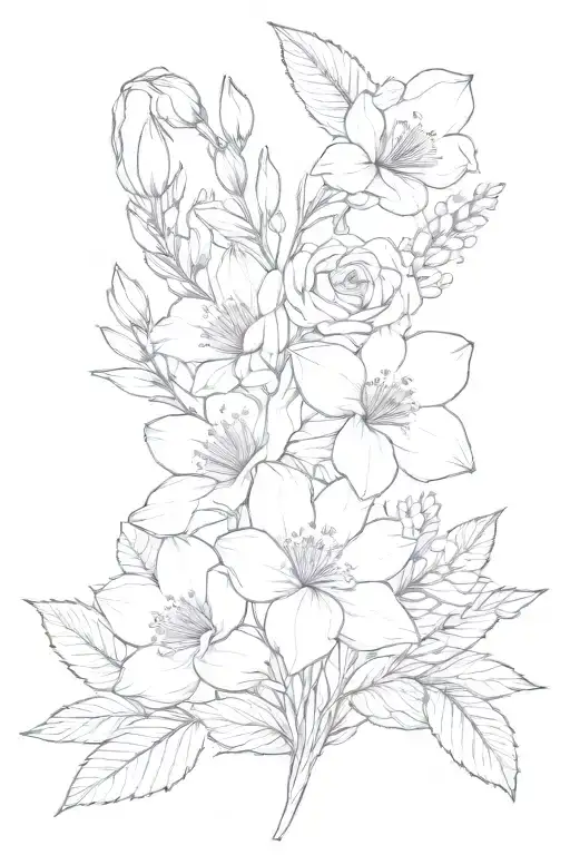 Birth Flower Bouquet Tattoo Januar December March Birth Flower