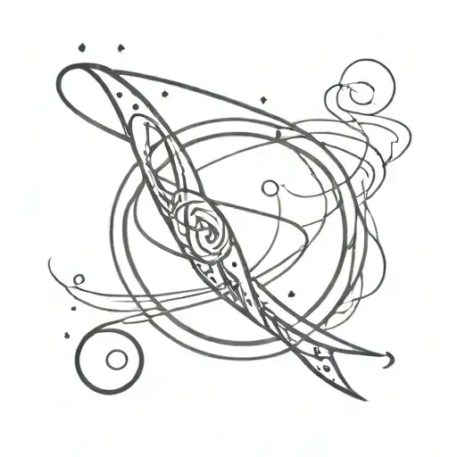 A Minimalist Tattoo Design Of A Galaxy Swirling Around A Libra Zodiac Symbol