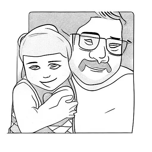 A Man Hugging A Little Girl