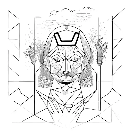 A Masculine Face And A Feminine Face Made With Only 1 Line In A Fine Line Style