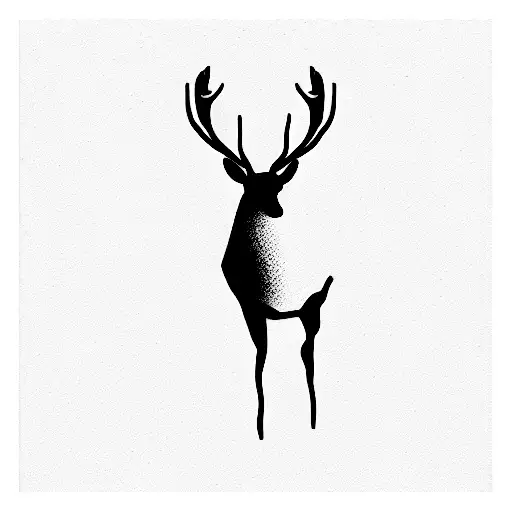 Stag In A Fine Line Style