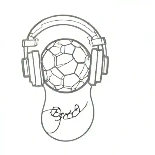 Football Ball And Headphones Surrounded