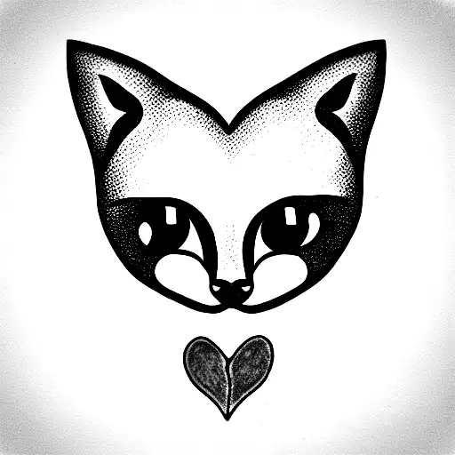 Cat Lying In Heart Shape