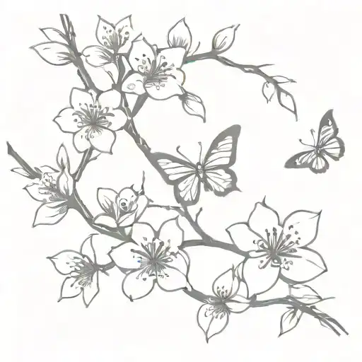 Cherry Blossom With Butterfly Vine Going All