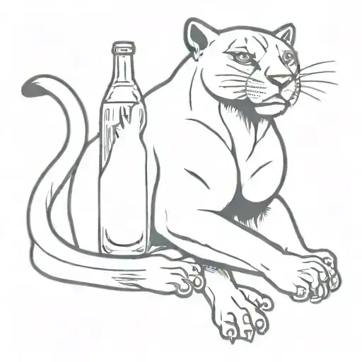 A Black Panter With Big Muscles And A Beer Bottle
