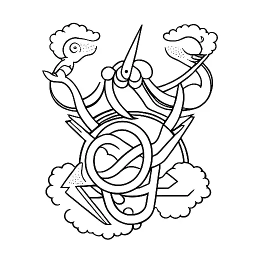 A Minimalist Representation Of An Aries Zodiac Symbol Surrounded By Children's Toys