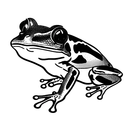 Green Tree Frog With Gecko And Blue Tiger Butterfly