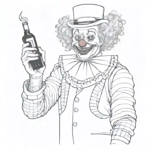 A Clown With A Gun And A Bottle Of Wine