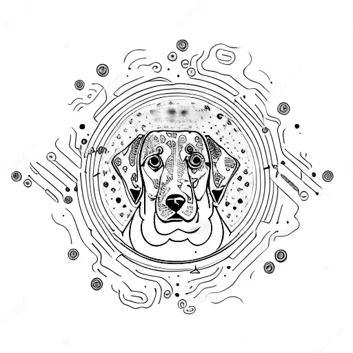 A Cosmic Scene Of A Dog Constellation Surrounded By Swirling Galaxies