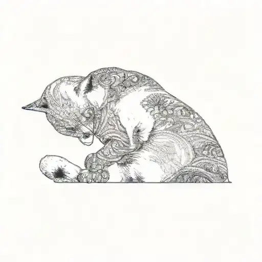 A Cat Laying On A Bed