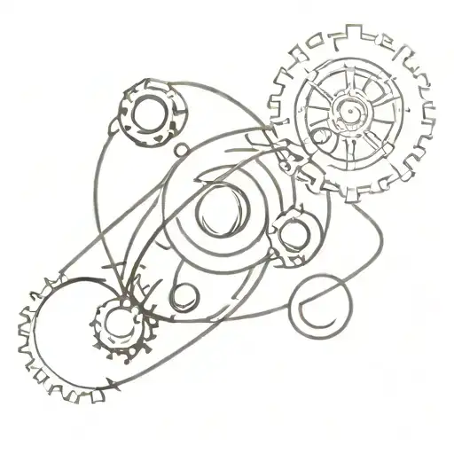 A Tattoo Of A Planet With Rings Made Out Of Engineering Gears And Tools