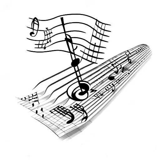 Music Notes Intertwined With Guitar