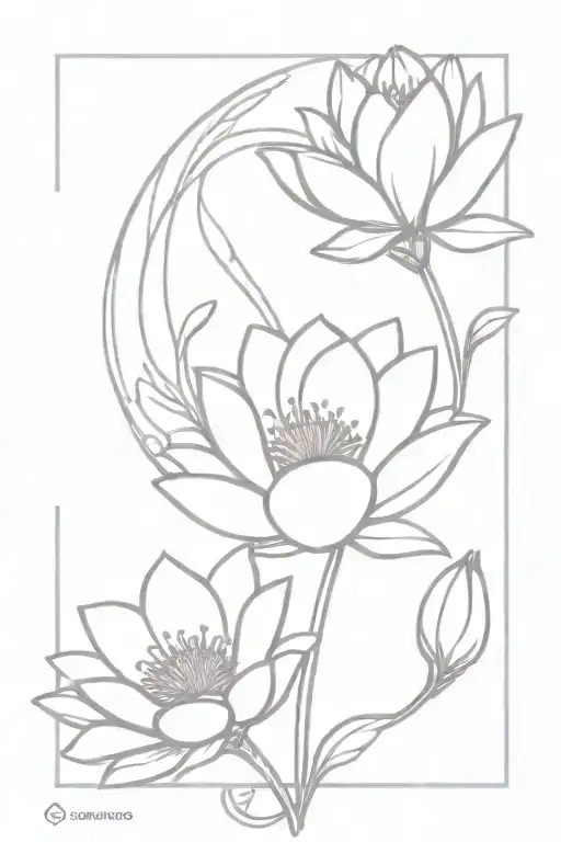 Water Lilly And Morning Glory Flowers Intertwined Hearts