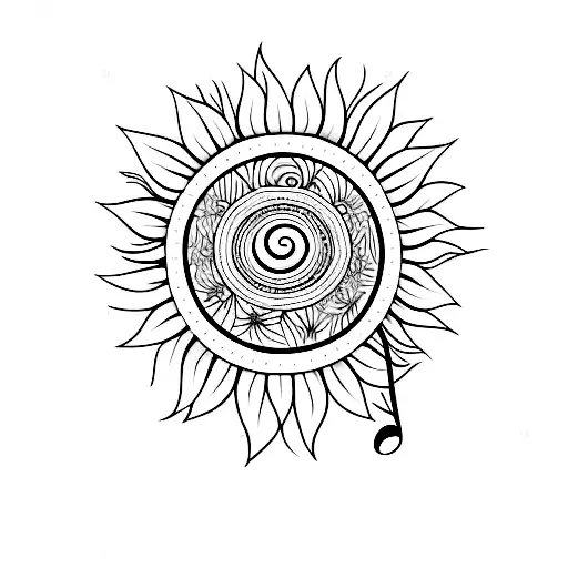 Musical Note With A Butterfly And A Sunflower