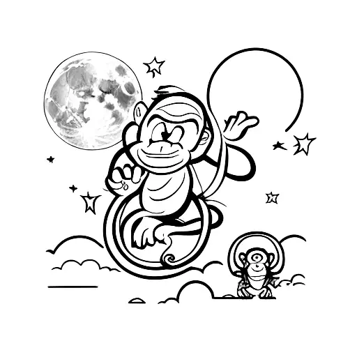 Monkey Sitting On The Moon
