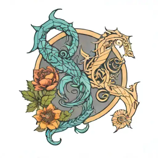 Virgo And Scorpio Zodiac Sign Formed Using Intricate Geometric