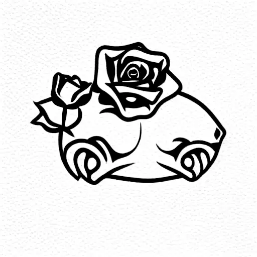 Pig With Rose In Mouth