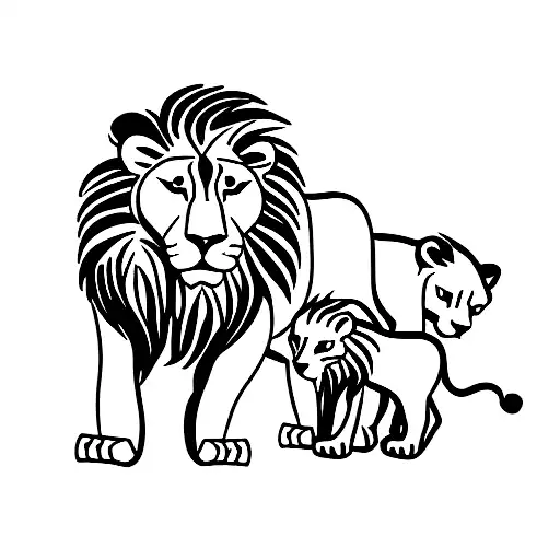 Lion And Cubs
