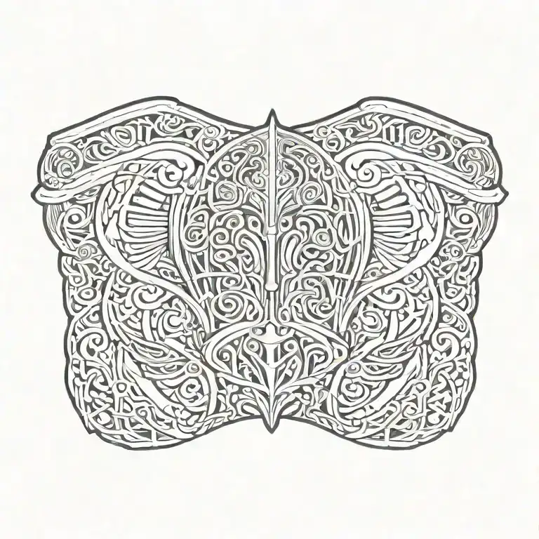 An Intricate Design Featuring Roman Soldier Armor With Maori Patterns And Skeletal Elements