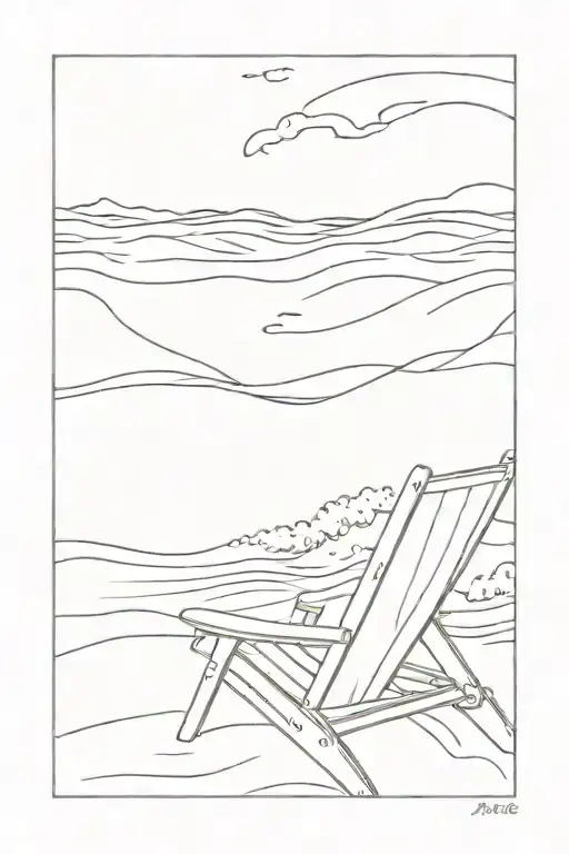 A Minimalist Wave Crashing On A Sandy Beach Chair