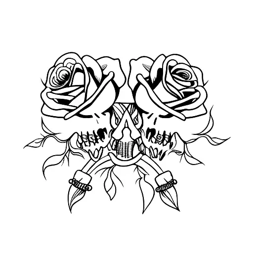Two Skulls With Rose