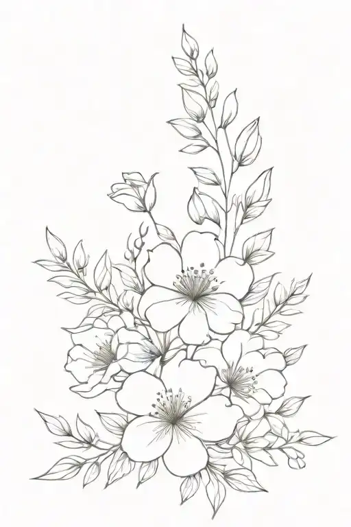 Flower Bouquet Fine Line