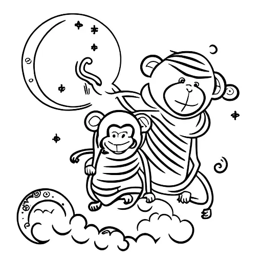 Monkey Hugging Moon
